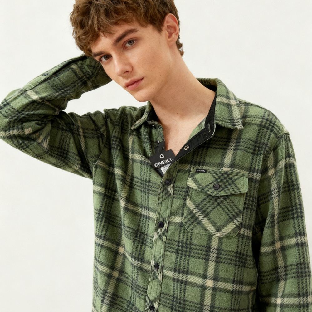 O'Neill Olive Checkered Flannel Shirt